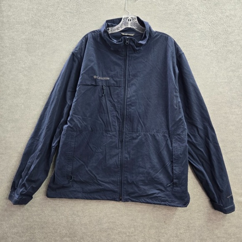 Columbia Men Jacket XL Blue Windbreaker Outdoor Hiking Fishing Pockets‎ Full Zip